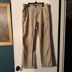 Men's Beige Casual Linen Blend Pants